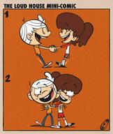 2020 artist:examdeo character:lincoln_loud character:lynn_loud comic hand_holding hug hugging looking_at_another lynncoln text // 820x974 // 117KB