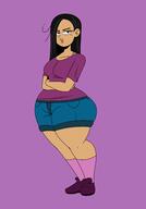 aged_up alternate_hairstyle artist:chillguydraws au:thicc_verse character:ronnie_anne_santiago looking_at_viewer shorts solo thick_thighs wide_hips // 2100x3000 // 356KB