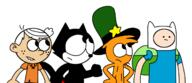 2016 adventure_time artist:marcospower1996 character:felix_the_cat character:finn_the_human character:lincoln_loud character:wander crossover felix_the_cat group wander_over_yonder // 1363x586 // 279.5KB