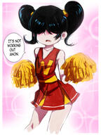 2017 alternate_hairstyle alternate_outfit artist:jcm2 character:lucy_loud cheerleader dialogue pigtails pom_poms solo text // 1050x1400 // 549KB