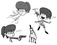 2016 black_and_white character:bill_cipher character:lynn_loud character:wendy_corduroy crossover gravity_falls text // 1280x1005 // 154KB