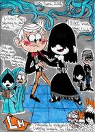 2016 alternate_outfit bath blushing character:lincoln_loud character:lucy_loud dancing dialogue dress goth_lincoln lucycoln smiling suit tentacles text // 1698x2340 // 672KB