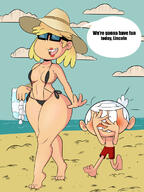 artist:scrabble007 ass beach bikini blushing character:lincoln_loud character:rita_loud embarrassed hat ritacoln smiling sunglasse tagme thick_thighs wide_hips // 850x1133 // 241.5KB