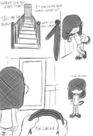 2016 artist:jumpjump character:lucy_loud comic comic:the_loud_comic dialogue holding_object pajamas pov rear_view sketch solo text // 1300x1900 // 1.3MB
