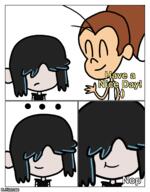 2017 artist:b._hooves character:luan_loud character:lucy_loud cheek_bulge comic dialogue eyes_closed smiling text // 1280x1641 // 274KB