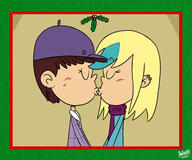 artist:julex93 blushing character:luna_loud character:sam_sharp christmas eyes_closed kissing saluna yuri // 3000x2500 // 2.1MB
