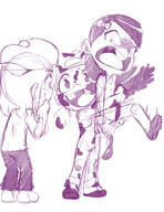 angry carrying character:lacey_st._clair character:lana_loud character:skippy looking_at_another mud sketch smiling // 1500x1941 // 957.6KB