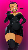 2020 artist:jcm2 blushing character:maria_santiago latex looking_at_viewer riding_crop solo whip // 682x1228 // 368KB