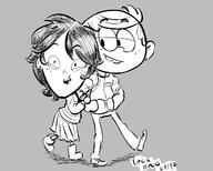 2017 artist:lecoreco character:jackie character:lara character:lincoln_loud crossover half-closed_eyes hands_in_pockets holding_arm jorel's_brother looking_at_viewer looking_to_the_side open_mouth smiling walking // 1280x1024 // 430KB