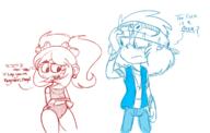 character:leia_loud character:lemy_loud dialogue leiamy looking_at_another ocs_only original_character sin_kids swimsuit weeaboo // 720x456 // 176.6KB