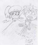 2017 artist:julex93 bed blushing character:lincoln_loud character:lynn_loud comic_book dialogue heart looking_at_another lynncoln pillow sketch sleeping // 435x517 // 64.1KB