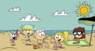 2022 aged_up artist:alejindio beach blanket character:lana_loud character:lily_loud character:lincoln_loud character:lisa_loud character:lola_loud commissioner:theamazingpeanuts goggles holding_object one_piece_swimsuit reading sandcastle snorkel swimsuit umbrella water_balloon wet_hair // 4809x2605 // 5.4MB