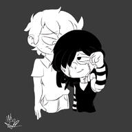 arm_around_shoulder artist:kefy_redstar character:lincoln_loud character:lucy_loud crying looking_at_another smiling source_request // 800x800 // 41.7KB