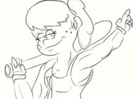 2017 aged_up armpit artist:tmntfan85 baseball_bat character:lynn_loud cleavage half-closed_eyes hand_gesture holding_object looking_at_viewer muscular muscular_female pointing pose sketch smiling solo // 795x576 // 177.2KB