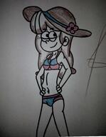 2023 artist:jocaav bikini character:lara_loud hat luanny lubenny ocs_only original_character sketch solo swimsuit // 3152x4052 // 790KB