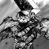 2016 aged_up berserk character:lincoln_loud holding_weapon parody scar solo sword // 2160x2160 // 841.5KB
