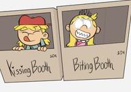 2016 angry artist:dipper box character:lana_loud character:lola_loud eyes_closed frowning hands_support parody redraw sharp_teeth smiling text tongue_out unusual_pupils // 640x451 // 115KB