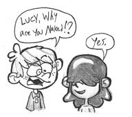 artist:smoke character:lincoln_loud character:lucy_loud dialogue looking_at_another shocked smiling // 2646x2356 // 879KB