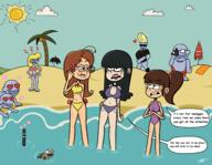 aged_up artist:pepemay beach bikini character:lois_loud character:luan_loud character:maggie dialogue hearts johnny_bravo luaggie palm_tree sin_kids sun swimsuit // 4096x3172 // 5.1MB