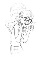 2016 artist:kyder character:luan_loud glasses hand_gesture looking_at_viewer mustache peace_sign sketch smiling solo wide_eyebrows // 460x692 // 101.5KB