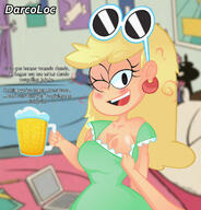 2022 artist:darco_loc bed beer beverage blushing character:leni_loud clothing_pull computer drunk heart holding_beverage looking_at_viewer pov spanish talking_to_viewer winking // 1280x1335 // 204.9KB