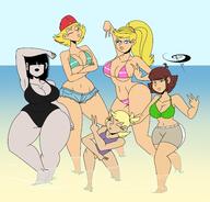 aged_up alternate_hairstyle artist:chillguydraws ass au:thicc_verse bare_breasts beach big_ass big_breasts character:lana_loud character:lily_loud character:lisa_loud character:lola_loud character:lucy_loud one_piece_swimsuit swimsuit thick_thighs wide_hips // 3300x3168 // 1.7MB