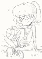 2018 artist:anon334 ball basketball character:lynn_loud looking_at_viewer sitting sketch smiling solo // 900x1273 // 536KB