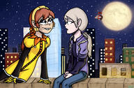 artist:greenskull34 character:flip character:liby_loud character:lyle_loud costume half-closed_eyes looking_at_another moon night ocs_only original_character sin_kids sitting stars // 2755x1811 // 3.9MB