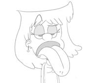 2017 artist:dawnfiend character:lori_loud half-closed_eyes looking_at_viewer open_mouth raised_eyebrow sketch solo tongue_out // 636x561 // 28KB