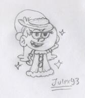 2016 alternate_outfit artist:julex93 character:lola_loud christmas half-closed_eyes hand_behind_head hand_on_hip looking_at_viewer open_mouth santa_dress santa_hat santa_outfit sketch smiling solo // 273x312 // 33.3KB