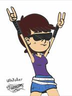 2017 artist:underratedhero character:luna_loud colorist:ultjoker hand_gesture parody pose raised_arms solo sunglasses wwe // 959x1280 // 91KB