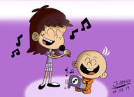 2017 aged_down artist:julex93 character:lincoln_loud character:luna_loud coloring eyes_closed holding_object microphone open_mouth pure_luna singing smiling // 3500x2550 // 1.9MB