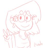 2017 artist:lioxdz character:lori_loud looking_at_viewer peace_sign smiling solo // 940x920 // 127KB