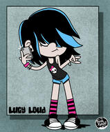 alternate_hairstyle alternate_outfit artist:thefreshknight character:lucy_loud cute hair_apart holding_object phone smiling solo source_request tagme text // 1740x2101 // 656.1KB