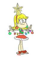 2016 alternate_outfit artist:baryl character:leni_loud christmas christmas_dress christmas_outfit holiday smiling solo // 569x761 // 134KB