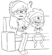 ? artist:redkaze character:lemy_loud character:lyra_loud game_controller holding_object ocs_only original_character sin_kids sitting smiling sofa // 1034x1086 // 354.9KB