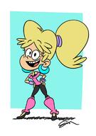 2019 80's aged_down alternate_hairstyle alternate_outfit alternate_universe artist:jose-miranda character:rita_loud hands_on_hips leg_warmers ponytail pose smiling solo // 817x1159 // 59KB