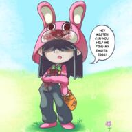 2024 alternate_outfit artist:ichduhernz basket bunny_ears bunnysuit character:lucy_loud costume easter solo talking_to_viewer // 1024x1024 // 677KB