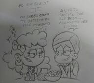2016 artist:takeshi1000 character:lincoln_loud character:ronnie_anne_santiago crossdressing dialogue spanish text // 1270x1119 // 862KB