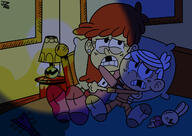2020 aged_down artist:jake-zubrod bed character:bun-bun character:lincoln_loud character:luna_loud cheek_to_cheek crying hugging looking_to_the_side night pajamas pillow pure_luna scared sitting sleepwear // 1280x906 // 152.0KB