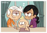 2016 ? angry animated arm_support arms_crossed artist:spatziline character:lily_loud character:lincoln_loud character:ronnie_anne_santiago frowning half-closed_eyes hand_on_chin hand_on_face hand_support hearts holding_object looking_at_another looking_down ronniecoln sitting smiling spoon table window // 750x535 // 174KB