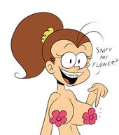 2016 artist:scobionicle99 breasts character:luan_loud dialogue flowers solo text // 2220x2500 // 540.4KB