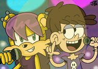 2019 artist:jake-zubrod character:luna_loud character:mina_mongoose crossover looking_at_another microphone smiling sonic_the_hedgehog // 1280x906 // 189.3KB