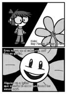 2016 artist:b._hooves black_and_white character:flowey_the_flower character:lisa_loud comic comic:loudertale crossover dialogue spanish text underwear // 1000x1414 // 286KB
