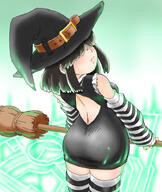 2022 aged_up artist:steave_sp ass blushing character:lucy_loud holding_object looking_at_viewer looking_back rear_view solo thigh_highs witch // 1663x1975 // 1.6MB