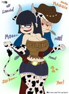 aged_up artist:ferozyraptor character:lincoln_loud character:maggie cow_ears cow_print cowboy dialogue groping maggiecoln // 883x1200 // 451.6KB