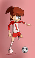 2017 artist:the-novice-artist ball character:lynn_loud grin looking_to_the_side looking_up raised_leg smiling soccer_ball solo // 1155x1920 // 219KB