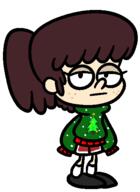 2016 alternate_outfit artist:skeluigi character:lynn_loud christmas christmas_outfit half-closed_eyes looking_at_viewer solo sweater // 380x521 // 11KB