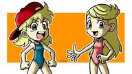 artist_request character:lana_loud character:lola_loud looking_at_viewer one_piece_swimsuit smiling swimsuit // 1999x1124 // 266KB