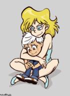 artist:bishopbb character:lincoln_loud character:lori_loud hands_clasped hugging looking_at_another looking_down sitting smiling // 1000x1371 // 310.9KB